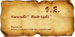 Vancsó Rodrigó névjegykártya